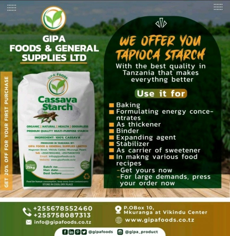 Pure tapioca/Cassava starch from Tanzania