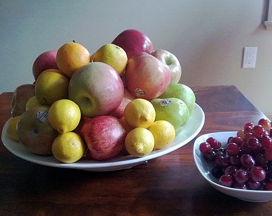 Assorted fruits purchase: Credit, Wikimedia Commons Purchased assorted fruits