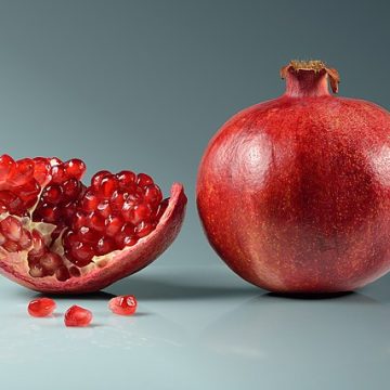 whole and cut pomegranate: Credit, Selina Wamucii whole and cut pomegranate