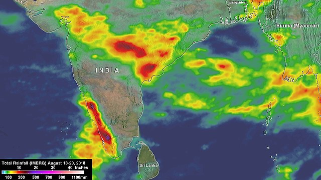 NASA image of India monsoon, August 2018: Credit, Wikimedia Commons NASA image of Indian monsoon, August 2018