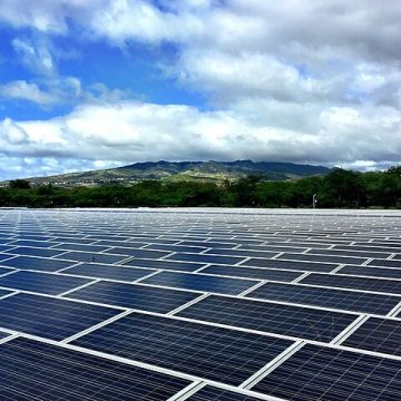 A photovoltaic power station: Credit, Wikimedia Commons A solar farm reduces climate emissions