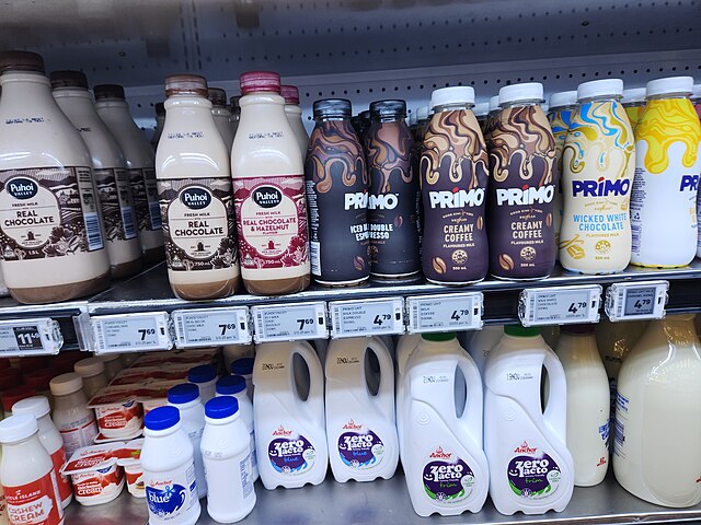 Dairy products at a New Zealand supermarket: Credit, Wikimedia Commons a world of dairy products
