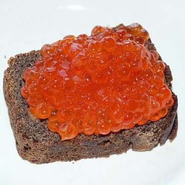 salmon caviar on sandwich from Russia: Credit, Wikimedia Commons caviar Russia