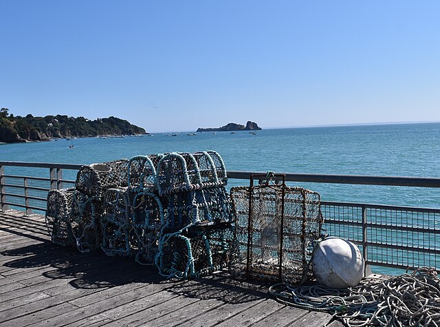 lobster traps: credit, Wikimedia Commons rope-less lobster fishing will replace traditional pots like these