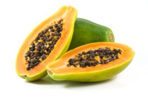 Fresh Pawpaw cut into two
